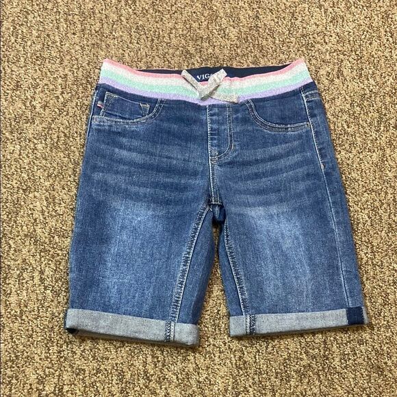 Vigoss Other - Vigoss Denim Shorts with Rainbow Waistband Size 12 New No Tag